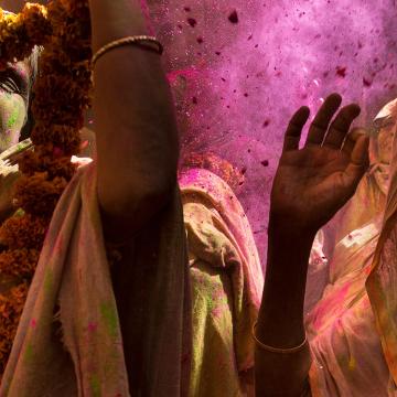 Photo of Women participating in the Holi ceremony