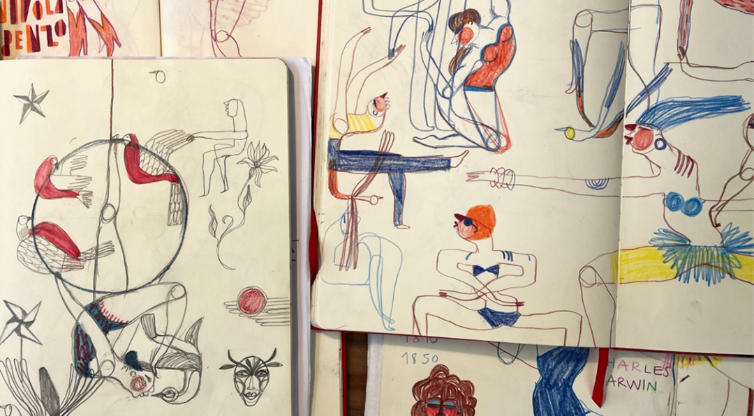 Cuadernos de bocetos de ‘Circo Marte’, la última exposición de Marina Anaya